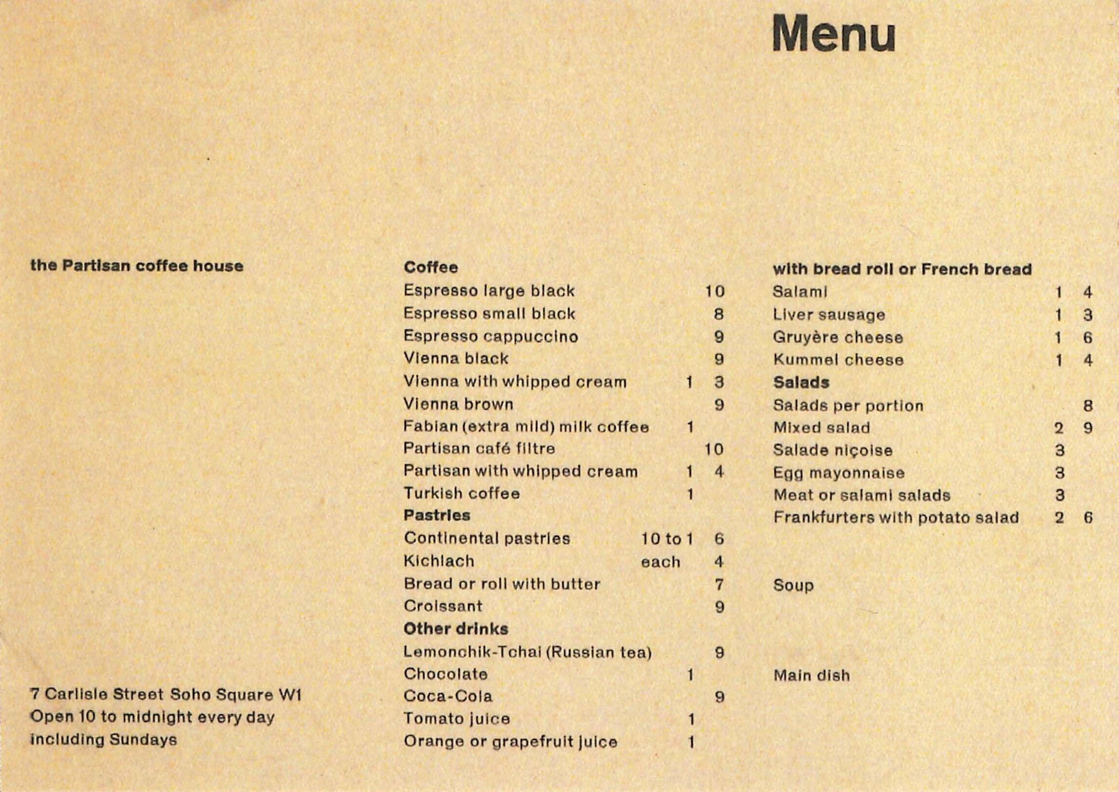 Partisan Menu
